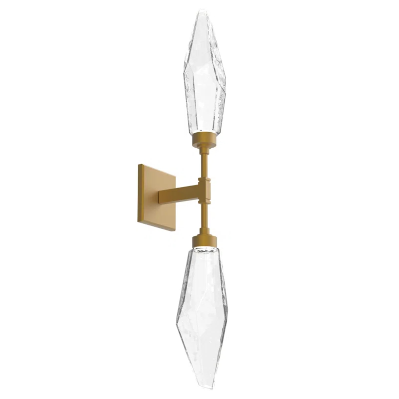 Rock Crystal Artisan Blown Glass Dimmable Sconce in Gilded Brass
