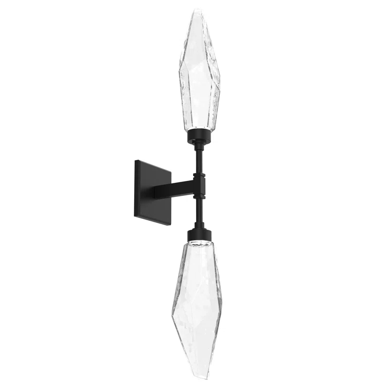 Matte Black Double Glass Sconce with LED Light