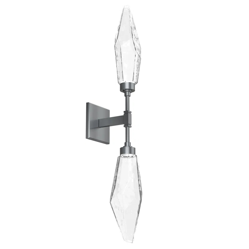 Matte Black Double Glass Sconce with LED Light