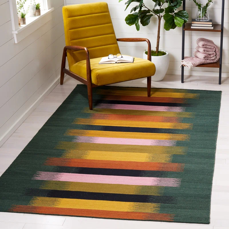 Safavieh Dhurries Flat Weave Wool/Cotton Rug in Yellow/Brown