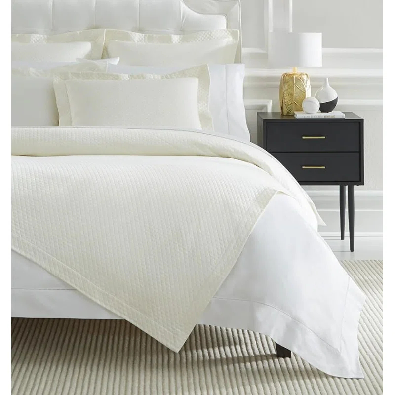 Ivory Egyptian Cotton Piqué Matelassé Full/Queen Blanket