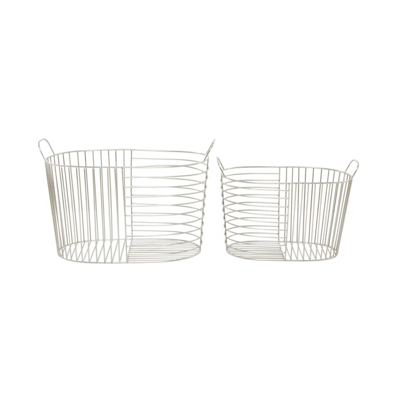 Abbie Metal Basket With Handles - Set of 2