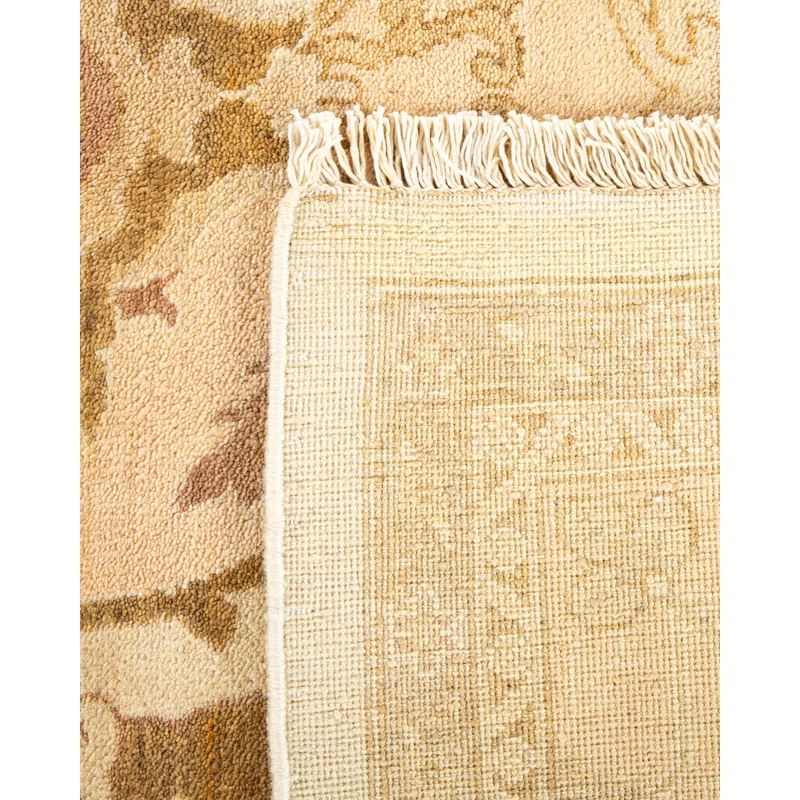 Ivory and Beige Hand-Knotted Wool 8' x 10' Area Rug