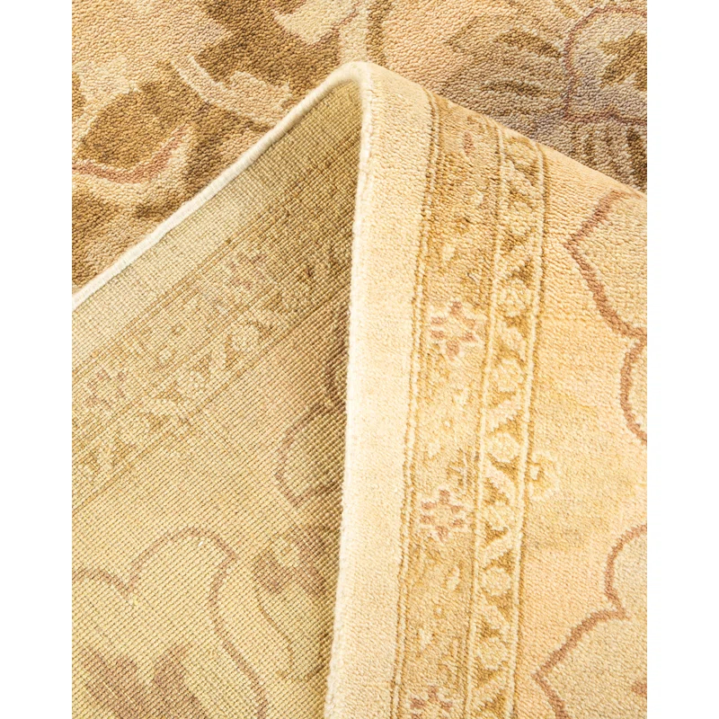 Ivory and Beige Hand-Knotted Wool 8' x 10' Area Rug