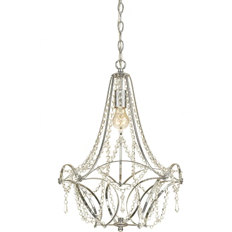 AF Lighting Castile 1-Light Mini Chandelier with Clear Glass Beads, Chrome