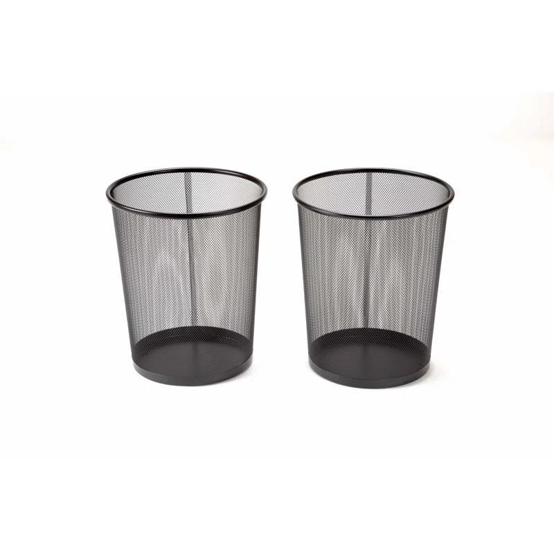 Seville Classics Mesh Trash Can, Waste Paper Basket, Round (Set of 2)