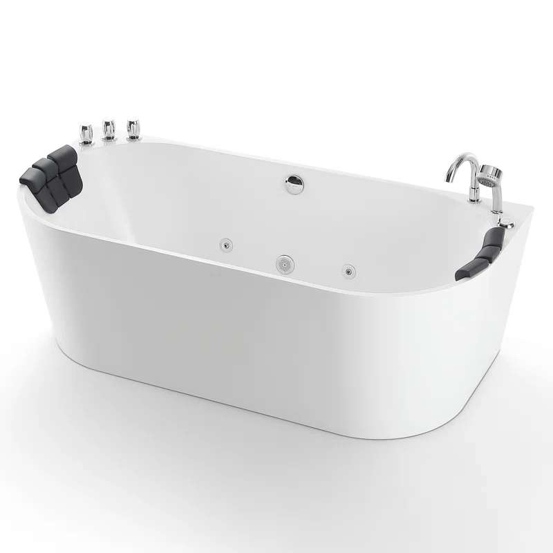 67'' x 33.5'' Freestanding Whirlpool Plastic / Acrylic Bathtub with Faucet