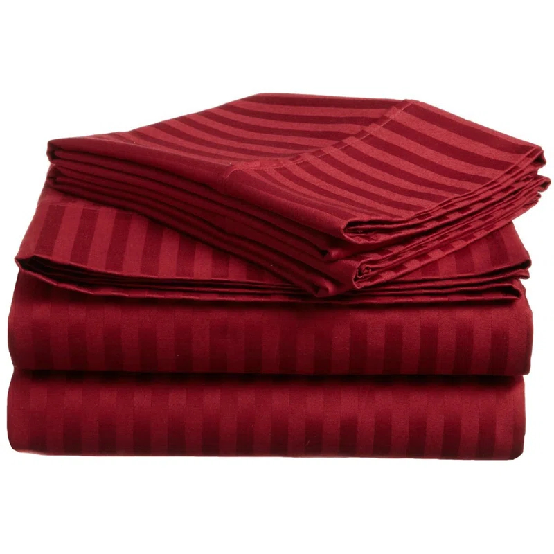 300 Thread Count Striped Egyptian Certified Cotton Sateen Sheet Set