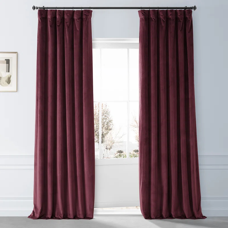 Loria Plush Velvet 100% Blackout Curtains For Bedroom, Living Room - Single Panel