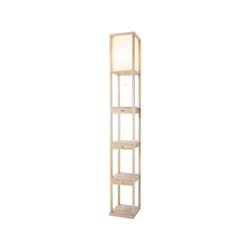 Latitude Run® 72" Column Floor Lamp With Shelves and 3 Drawers