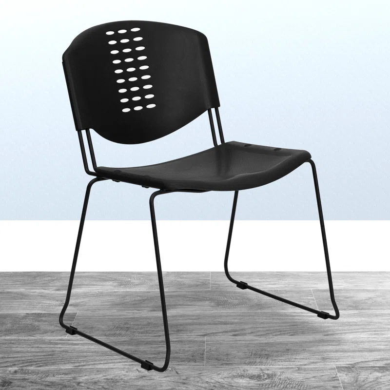 Luz 400 lb. Capacity Plastic Stack Chair - Frame and Textured Seat (Set of 5)