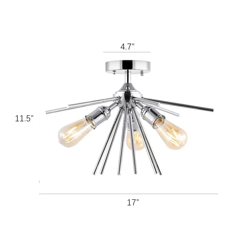 Prudence 3-Light Sputnik Semi Flush Mount