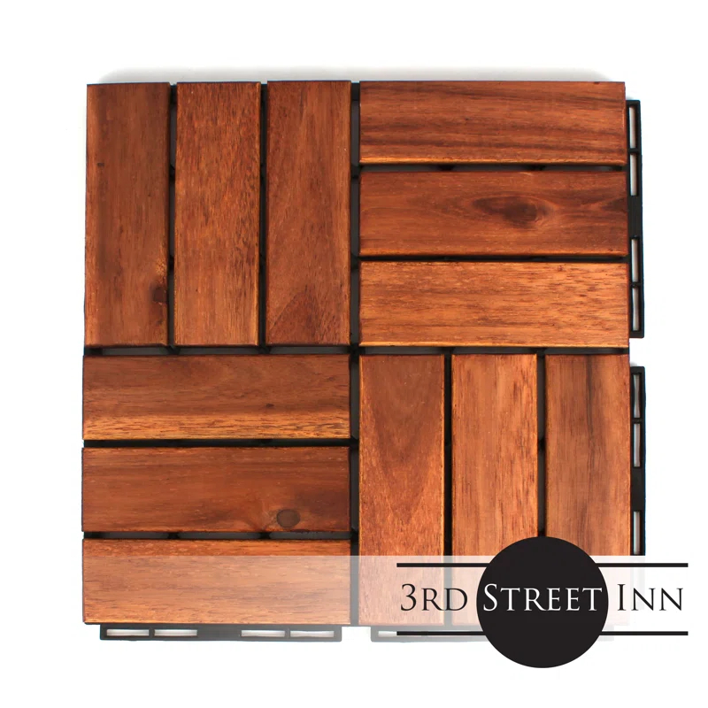 12" x 12" Wood Interlocking Deck Tile (Set of 10)
