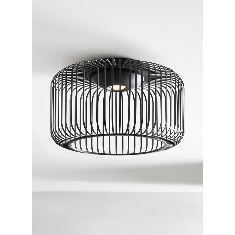 Kai Nightshade Black 15" LED Flush Mount for Indoor/Outdoor