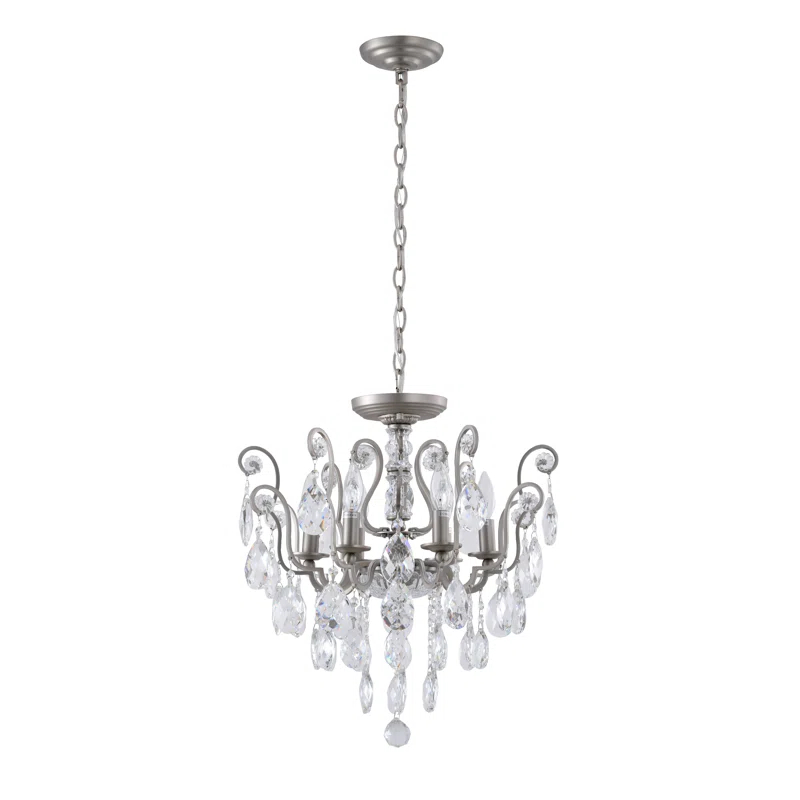 Bearnice Antique Brass 20'' Plug-In Candle Chandelier with Clear Crystals
