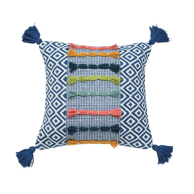 C&F Home Clara Ciara Woven and Tufted Decorative Throw Pillow With Tassels