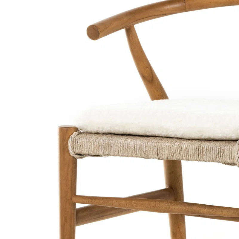 Ivory Natural Wood Wishbone Arm Chair