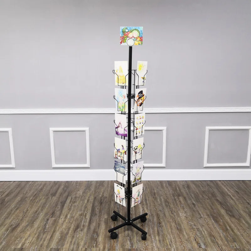 Greeting Card Rack 24-Pocket 6" Wide Pocket (Fits 5x7" Cards with Envelop) CD DVD Metal Display
