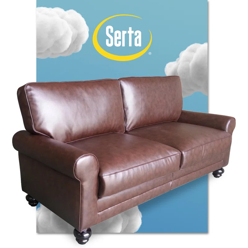 Serta Serta Copenhagen 73" Sofa Couch for Two People with Pillowed Back Cushions and Rolled Arm