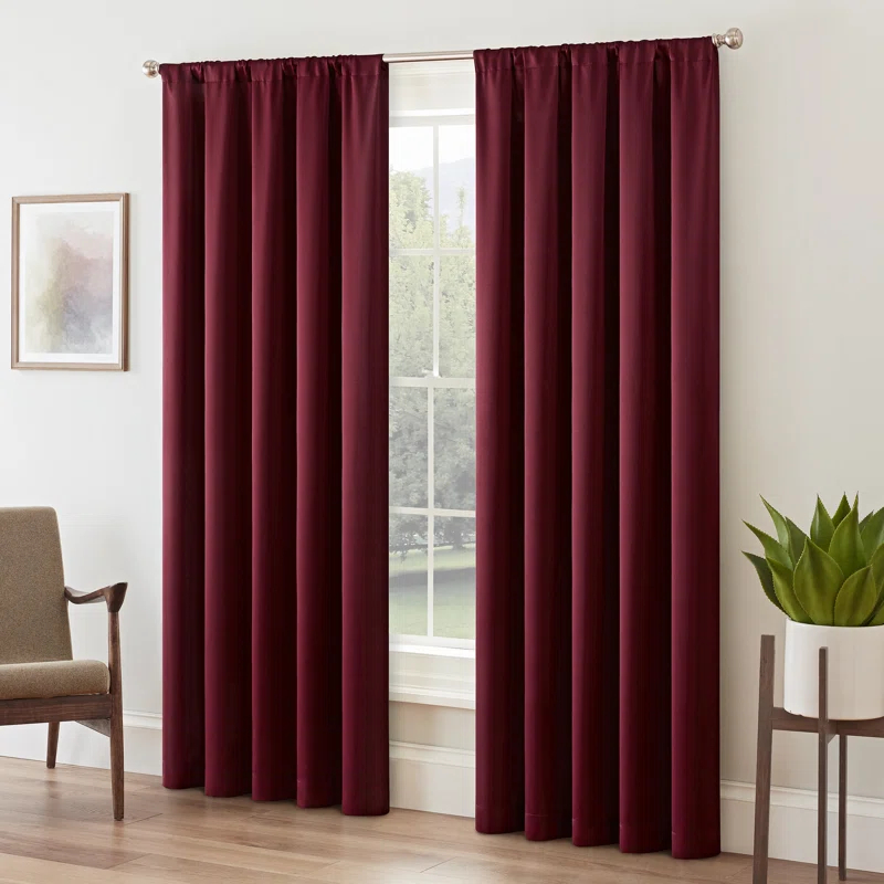 Eclipse Tricia Solid Curtain Panel, Room Darkening Rod Pocket Curtain Thermapanel (1 Panel)
