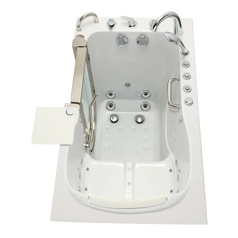 Royal 32"x52" Acrylic Air and Hydro Massage Walk-In Bathtub, FastFill Faucet, Carrara Wall Surround