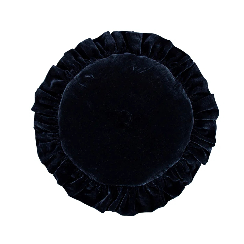 HiEnd Accents Stella Faux Silk Velvet Ruffled Romantic Western 18 inch Round Decorative Pillow