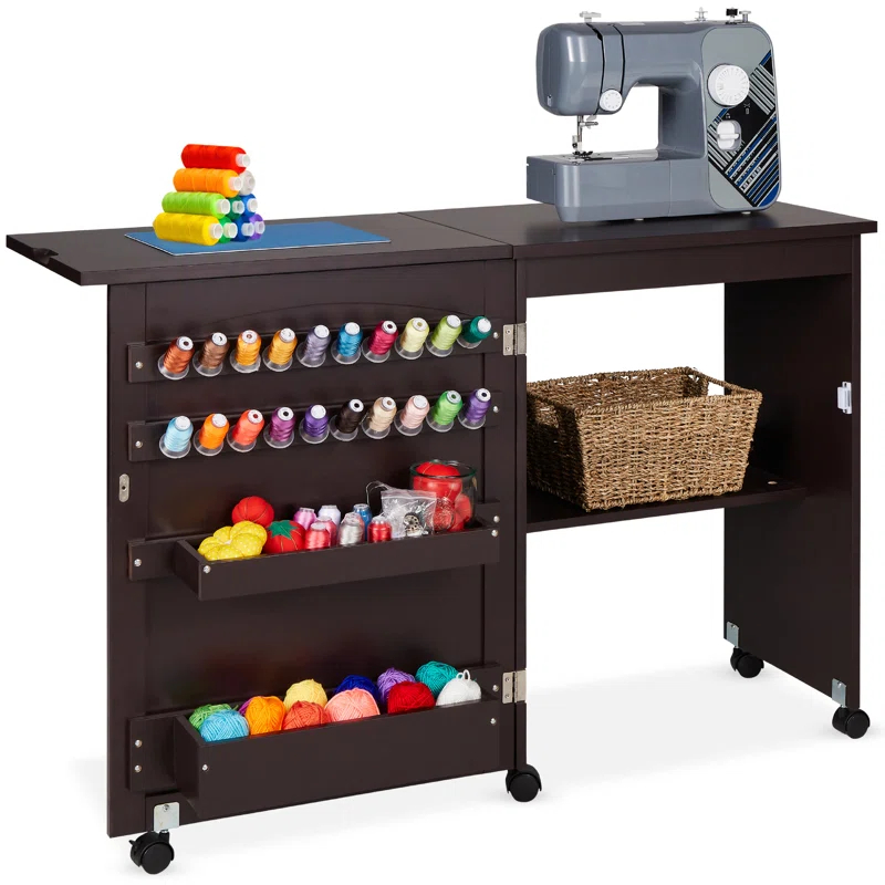 Best Choice Products 46'' x 16'' Sewing Table with Sewing Machine Platform and Wheels