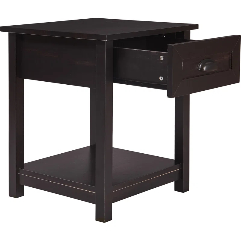 ClickDecor ClickDecor Bailey Nightstand with 1 Drawer and Display Shelf, Black