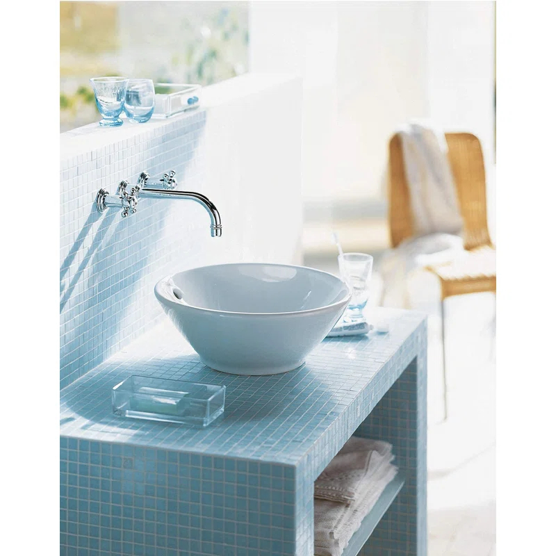 Bacino Ceramic Circular Vessel Bathroom Sink with Overflow