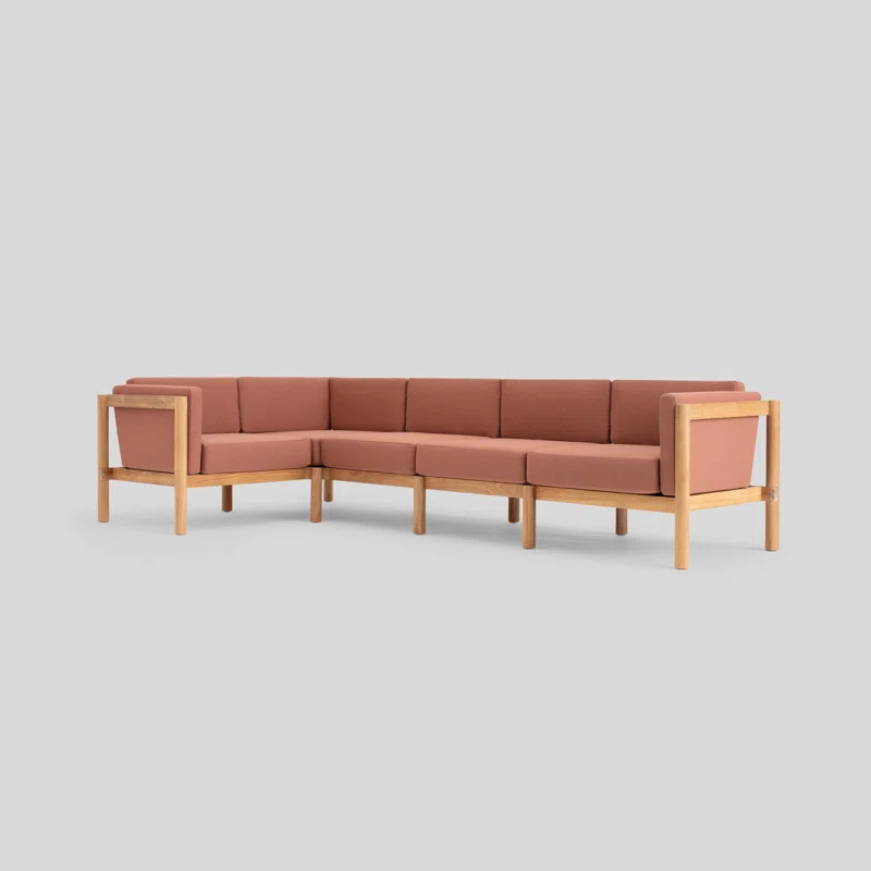 Haven 114'' Wide Outdoor Teak Reversible Patio Sectional with Sunbrella Cushions