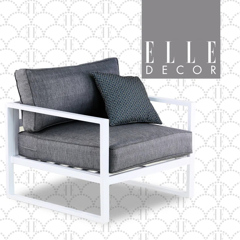 Elle Decor Paloma Outdoor Weather-Resistant Metal Frame Accent Chair, White