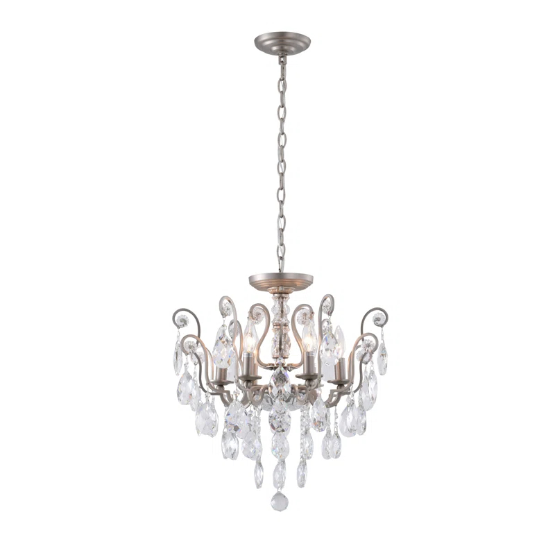 Bearnice Antique Brass 20'' Plug-In Candle Chandelier with Clear Crystals
