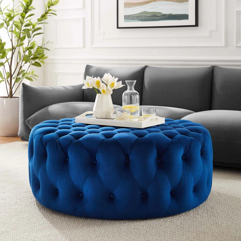 Modway Modway Amour Tufted Button Large Round Performance Velvet Ottoman