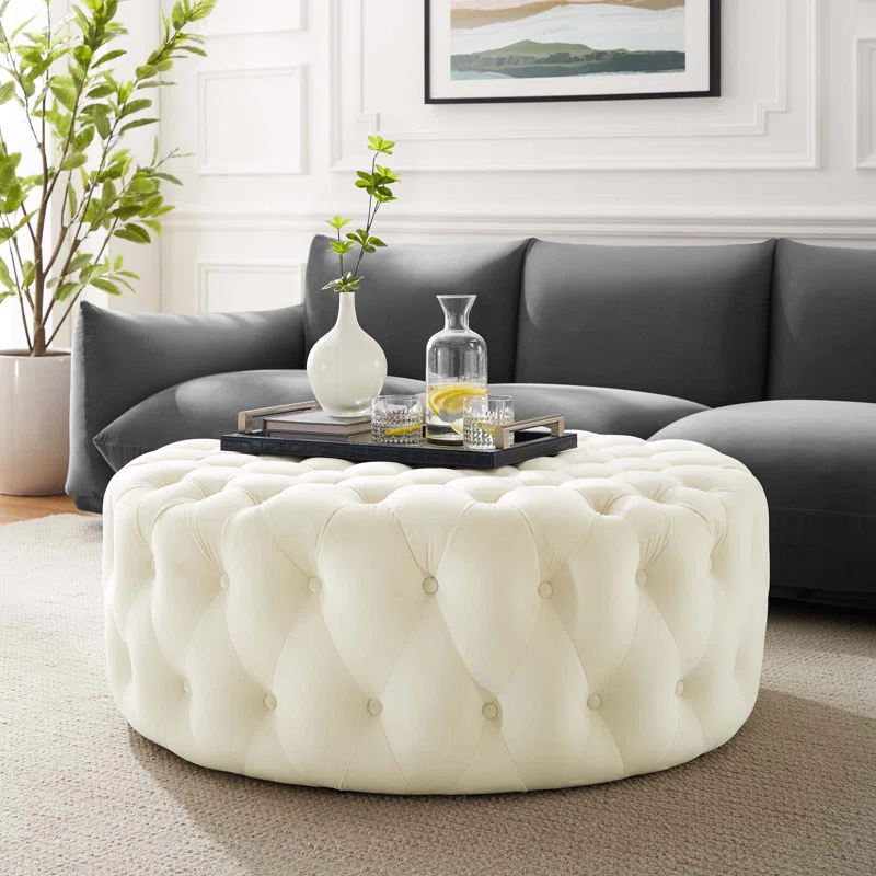 Modway Modway Amour Tufted Button Large Round Performance Velvet Ottoman