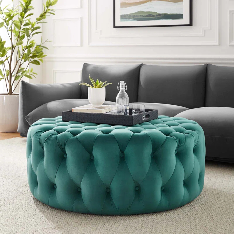 Modway Modway Amour Tufted Button Large Round Performance Velvet Ottoman