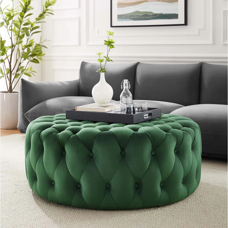 Modway Modway Amour Tufted Button Large Round Performance Velvet Ottoman