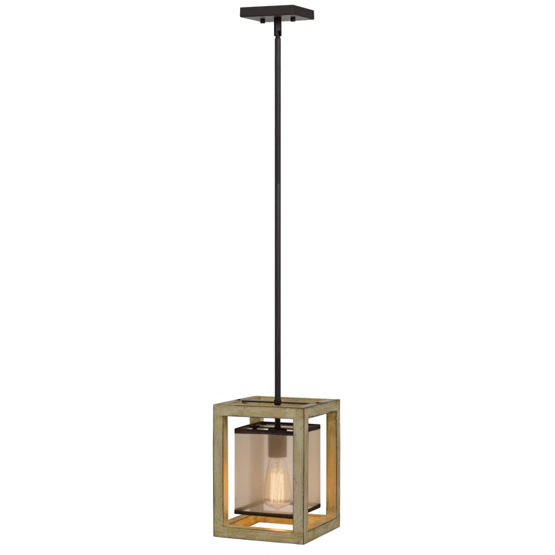 1 - Light Rubberwood Lantern Pendant
