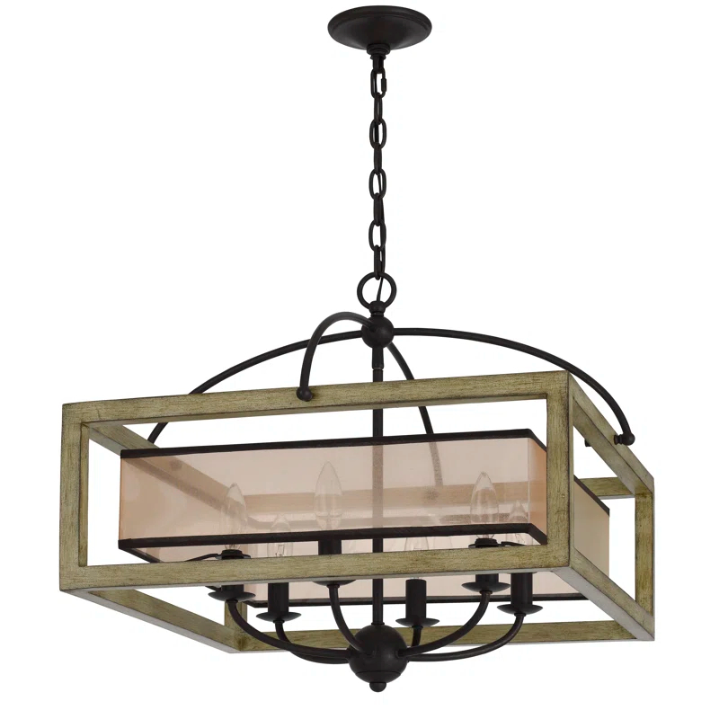 6 - Light Dimmable Lantern Square / Rectangle Chandelier