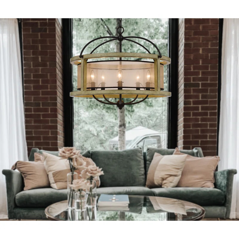 5 - Light Dimmable Lantern Drum Chandelier