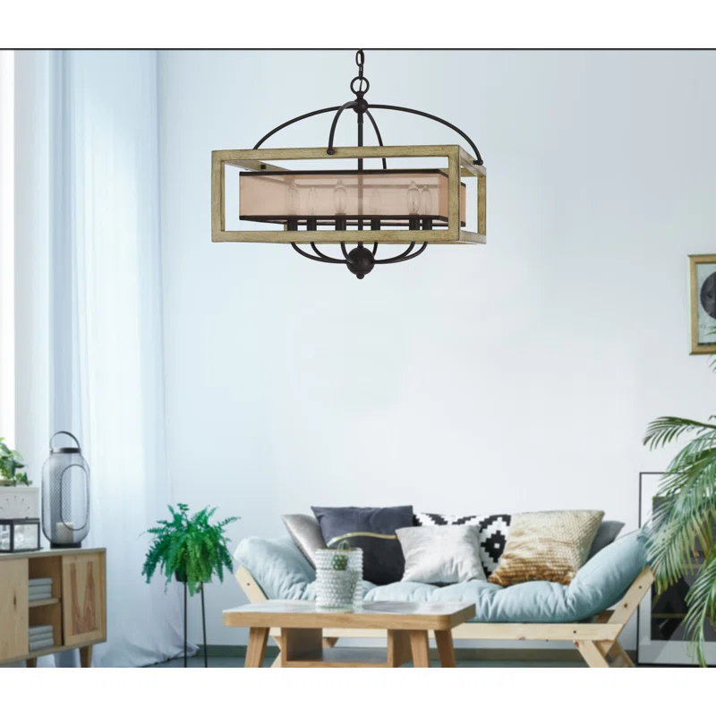 6 - Light Dimmable Lantern Square / Rectangle Chandelier