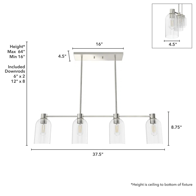 Lochemeade 4 Light Linear Cylinder Pendant