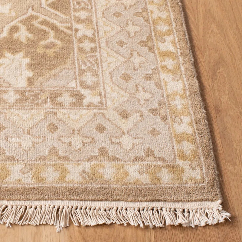 Tobacco Wool Hand-Knotted Rectangular Area Rug