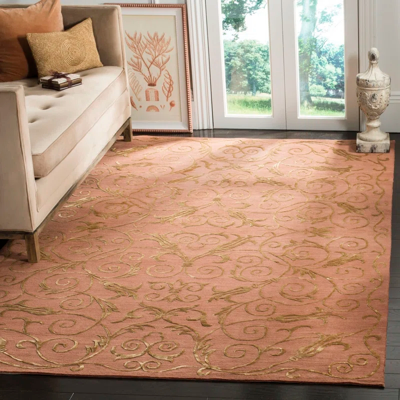 Zephyr Geometric Rust 8' x 10' Hand-Knotted Wool & Silk Rug