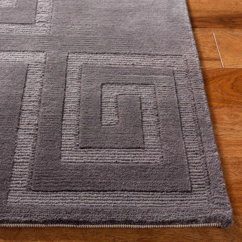 Medium Slate Tonal Geometric Wool Area Rug