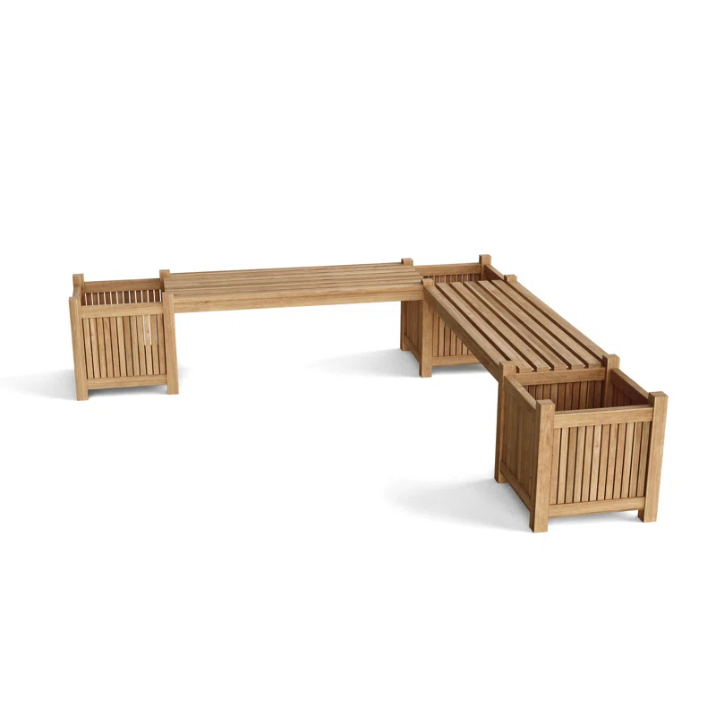 Modular Teak Outdoor Bench with Planters