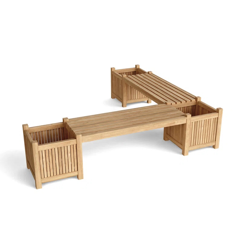 Modular Teak Outdoor Bench with Planters
