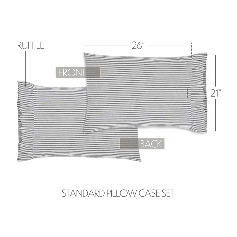 Keansburg 136 Thread Count Striped 100% Cotton Pillow Case