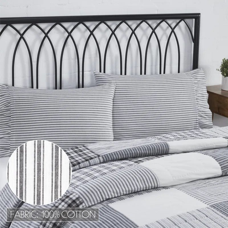 Keansburg 136 Thread Count Striped 100% Cotton Pillow Case