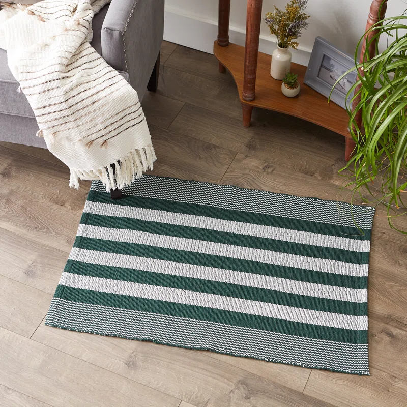 Design Imports CABANA STRIPE - HUNTER GREEN - 2 X 3 FT