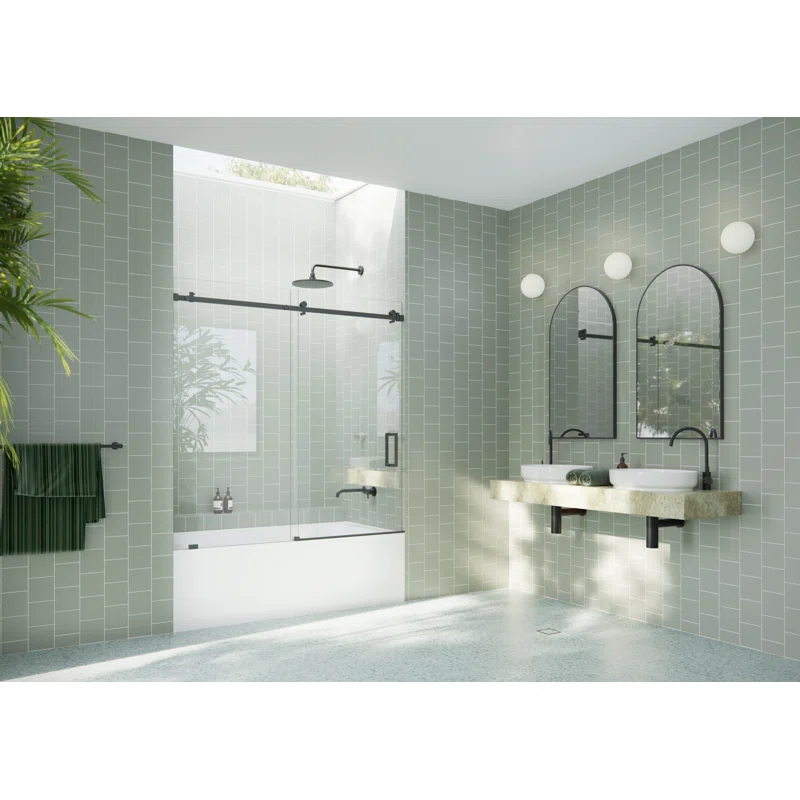 Astro 56 in. - 60 in. x 60 in. Frameless Sliding Bathtub Door